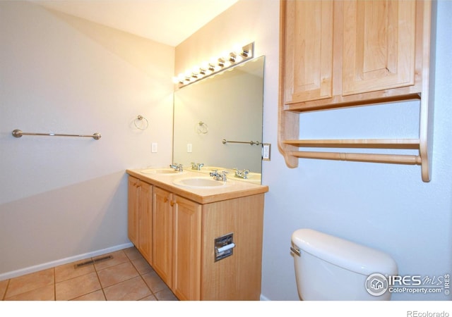 2203 Copper Creek Dr Unit D, Fort Collins, CO 80528 - bathroom with visible vents, double vanity, toilet, tile patterned floors, and a sink