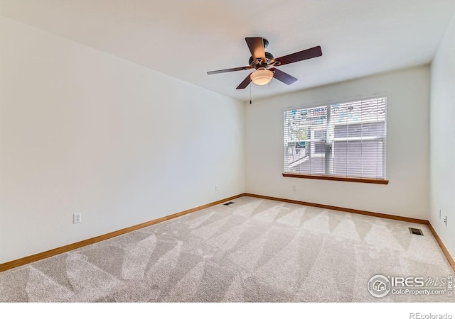 1602 Prairie Song Pl, Longmont, CO 80504 - unfurnished room featuring baseboards, ceiling fan, light carpet, and visible vents