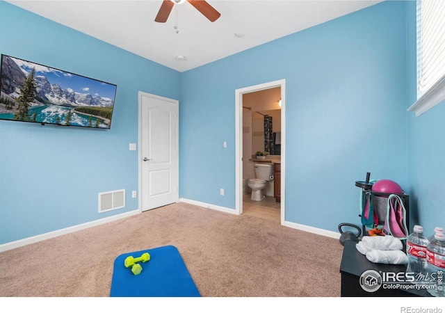 12820 King St, Broomfield, CO 80020 - game room with carpet floors, a ceiling fan, and baseboards