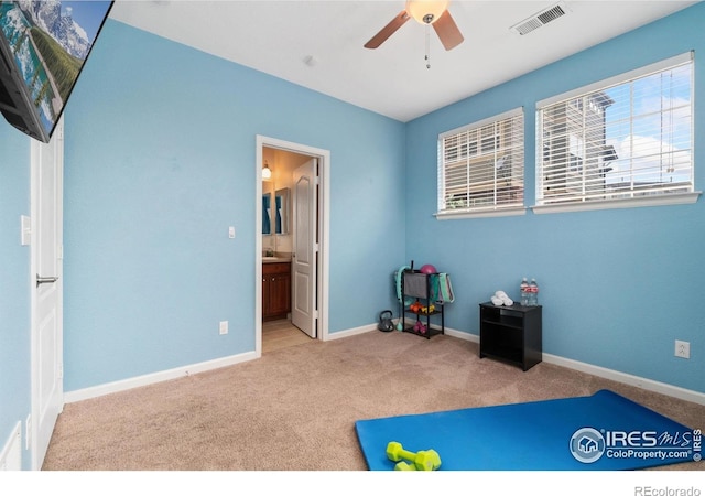 12820 King St, Broomfield, CO 80020 - game room with carpet, a ceiling fan, healthy amount of natural light, and baseboards