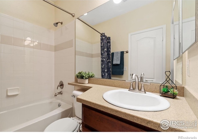 12820 King St, Broomfield, CO 80020 - bathroom with shower / bath combo with shower curtain, vanity, and toilet