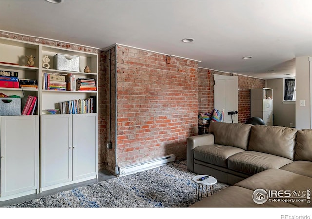 845 14th St, Boulder, CO 80302 - living area with a baseboard heating unit and brick wall