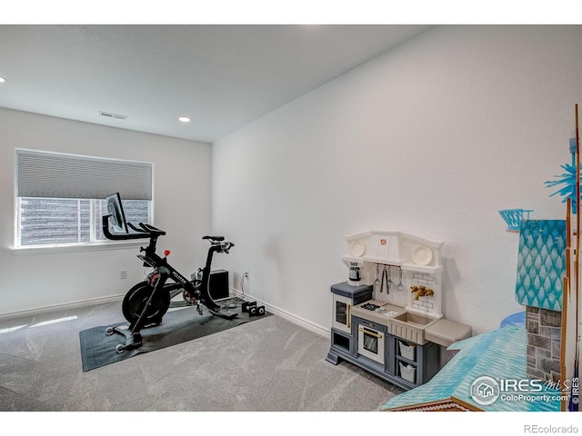 14394 W 88th Dr Unit C, Arvada, CO 80005 - exercise area featuring carpet flooring, recessed lighting, baseboards, and visible vents