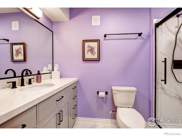 14394 W 88th Dr Unit C, Arvada, CO 80005 - bathroom featuring vanity, a shower stall, toilet, and visible vents