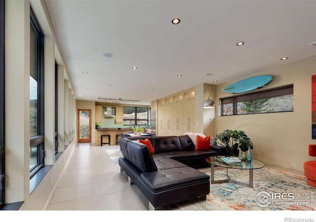 451 Red Gulch Rd, Lyons, CO 80540 - living room featuring recessed lighting and light tile patterned floors