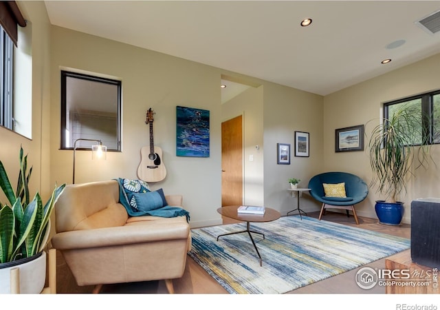 451 Red Gulch Rd, Lyons, CO 80540 - living room featuring visible vents, recessed lighting, baseboards, and wood finished floors