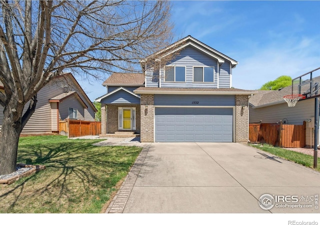 1532 Corydalis Ct, Fort Collins, CO 80526 - traditional-style house with brick siding, an attached garage, and concrete driveway