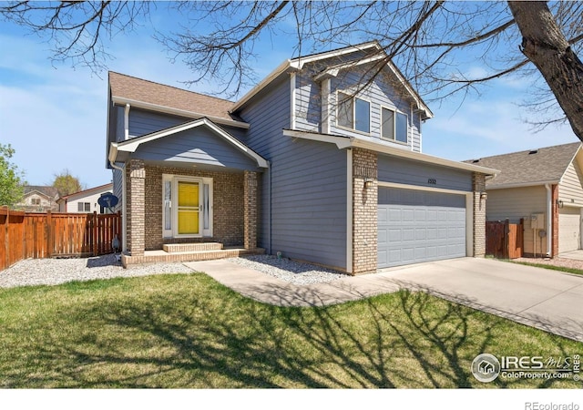 1532 Corydalis Ct, Fort Collins, CO 80526 - traditional-style home featuring brick siding, a garage, and concrete driveway