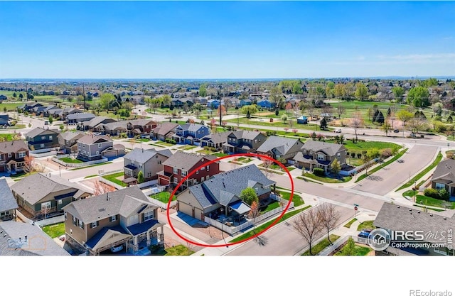 bird's eye view with a residential view