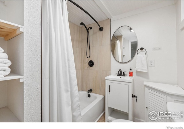 113 Balsam St, Fort Morgan, CO 80701 - bathroom featuring shower / bath combo and vanity