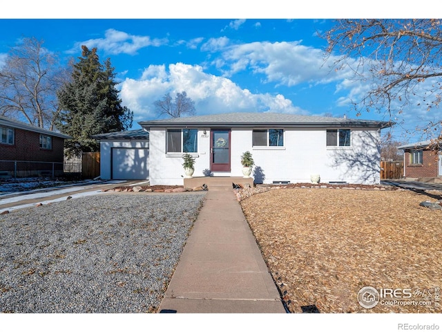 8861 Hastings Way, Westminster, CO 80031 - single story home featuring fence, concrete driveway, brick siding, and a garage