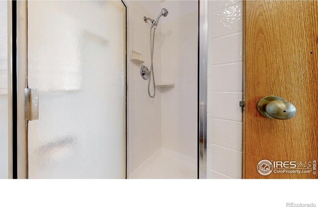 bathroom with a shower stall
