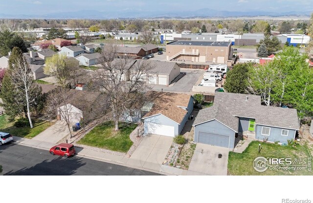 drone / aerial view with a residential view