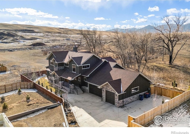 bird's eye view featuring a mountain view