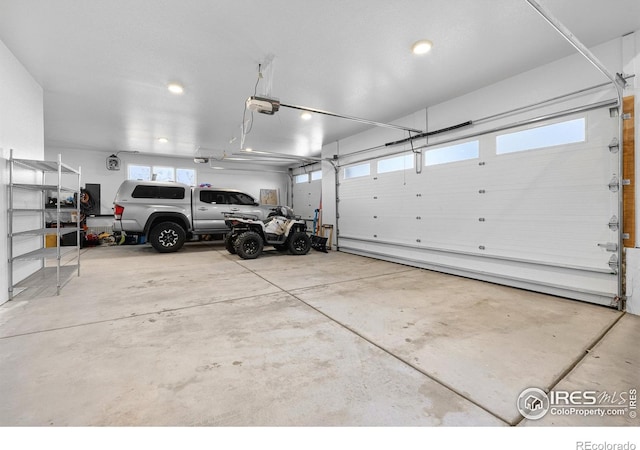 garage with a garage door opener