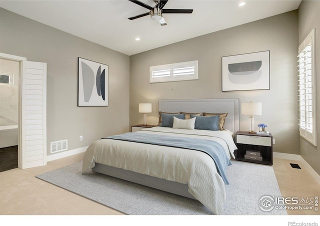2624 S Race St, Denver, CO 80210 - carpeted bedroom featuring multiple windows, recessed lighting, baseboards, and a ceiling fan