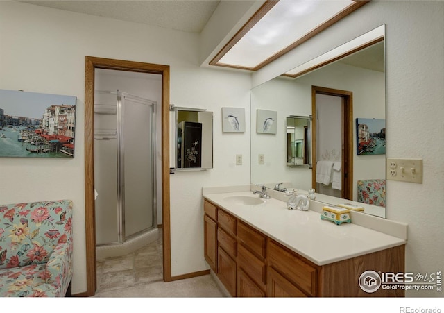 6611 Lakeview Dr, Boulder, CO 80303 - bathroom with a stall shower and vanity
