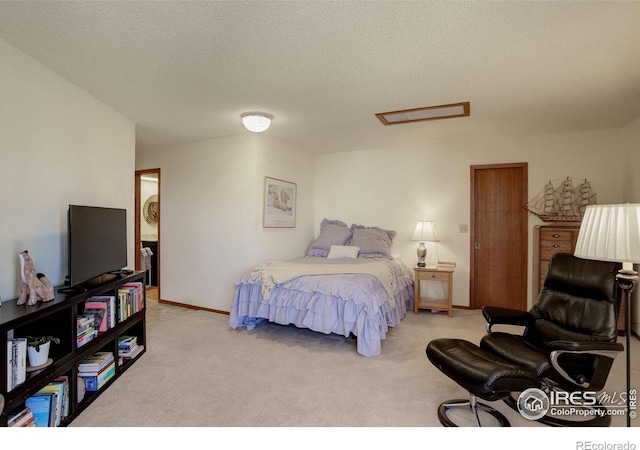 6611 Lakeview Dr, Boulder, CO 80303 - bedroom with a textured ceiling, light colored carpet, and attic access