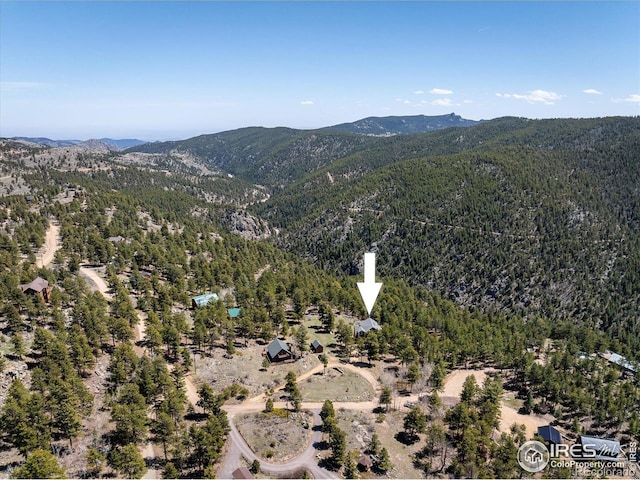 187 Rocky Knob Ln, Nederland, CO 80466 - drone / aerial view with a wooded view and a mountain view
