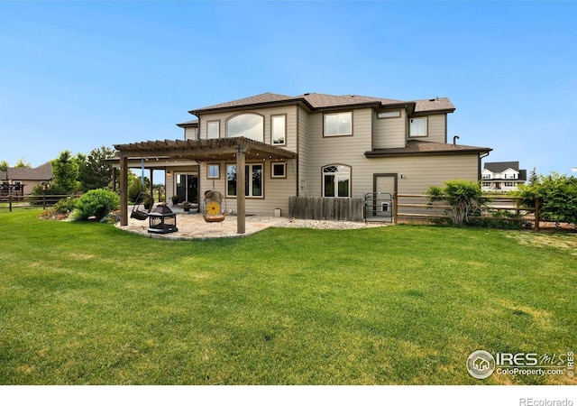 1105 Shelby Dr, Berthoud, CO 80513 - rear view of property with a pergola and a patio area
