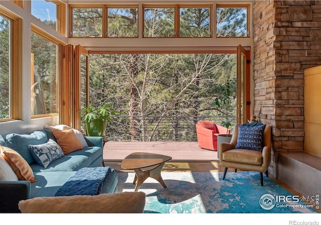1127 Valley Ln, Boulder, CO 80302 - interior space with a high ceiling and wood finished floors