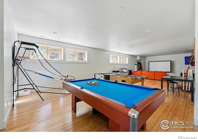 1127 Valley Ln, Boulder, CO 80302 - game room with baseboards, billiards, and light wood-style flooring