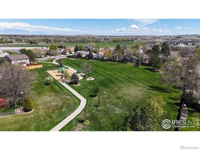 bird's eye view with a residential view