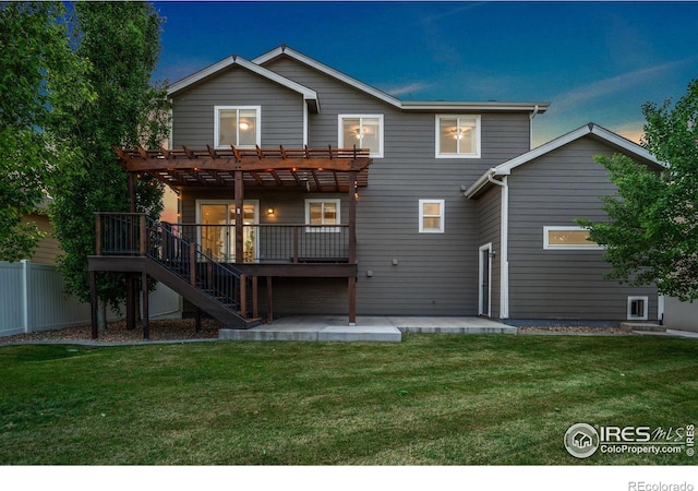 672 Dakota Way, Windsor, CO 80550 - rear view of house featuring a pergola, a patio, stairs, and a wooden deck