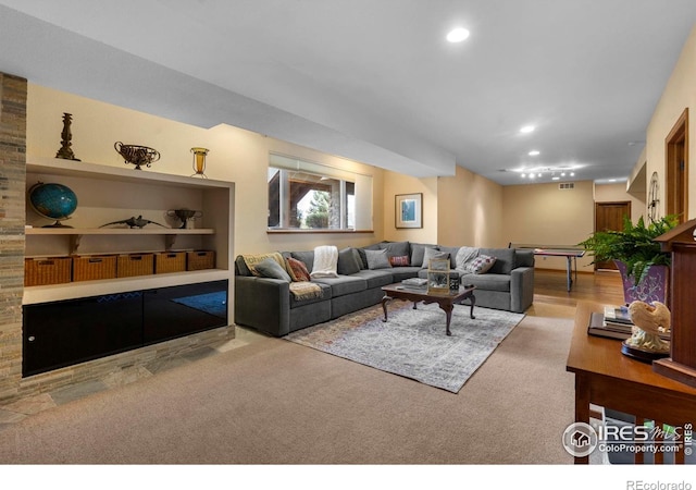 6836 Spanish Bay Dr, Windsor, CO 80550 - carpeted living room featuring recessed lighting