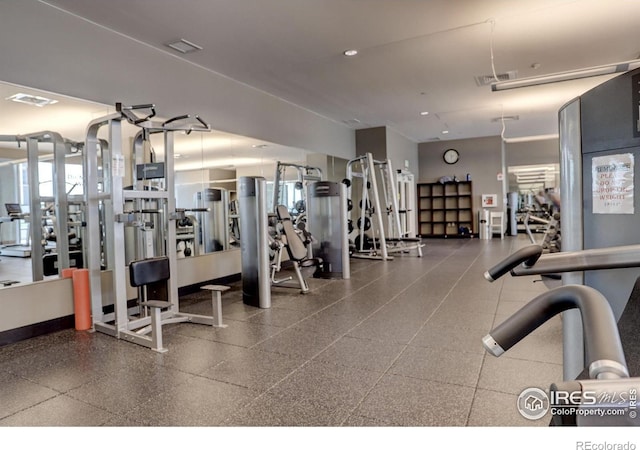 workout area with visible vents