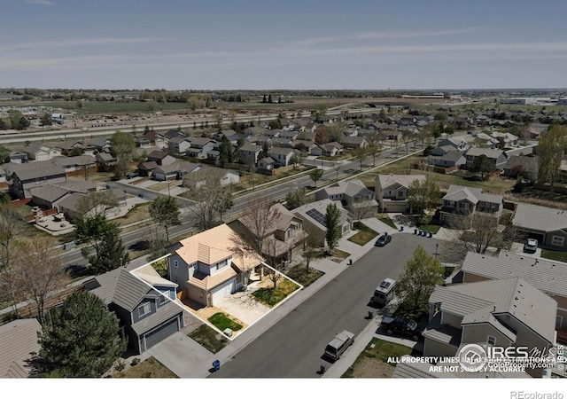 bird's eye view with a residential view