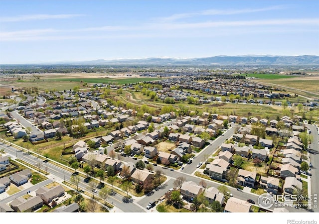 birds eye view of property featuring a residential view and a mountain view