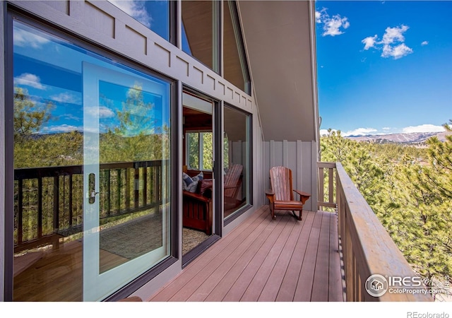 deck with a mountain view