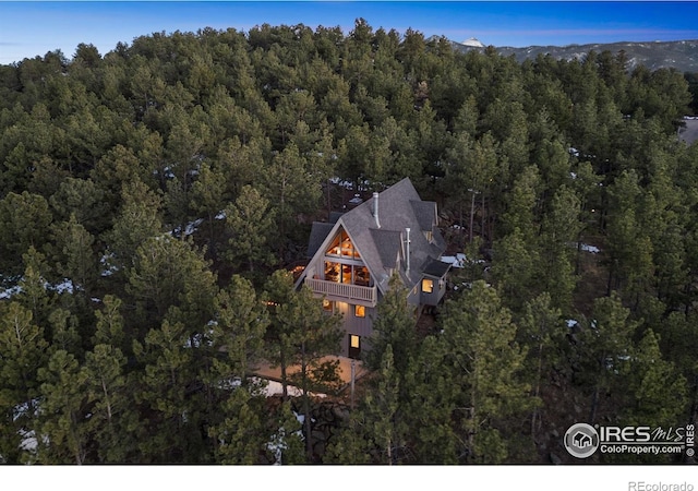 bird's eye view with a view of trees