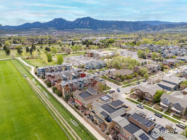 drone / aerial view with a mountain view
