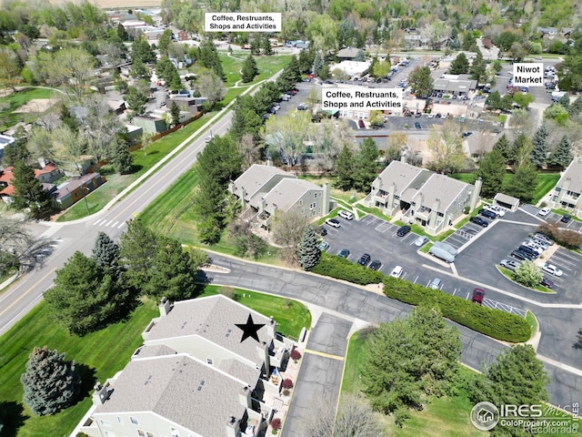 drone / aerial view featuring a residential view