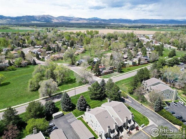 aerial view with a residential view and a mountain view