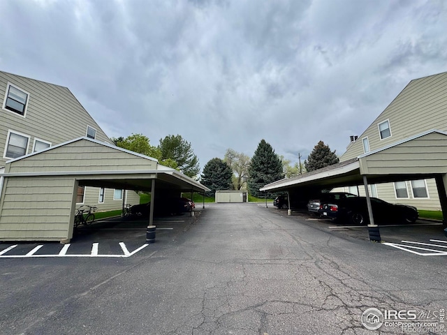 view of covered parking lot