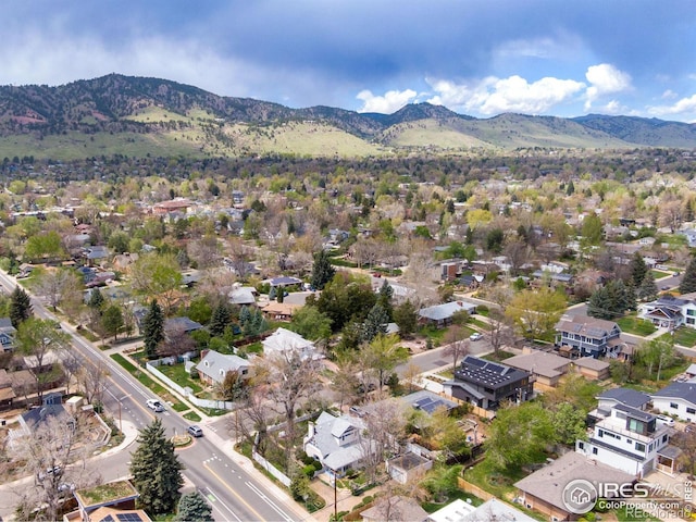 aerial view with a residential view and a mountain view