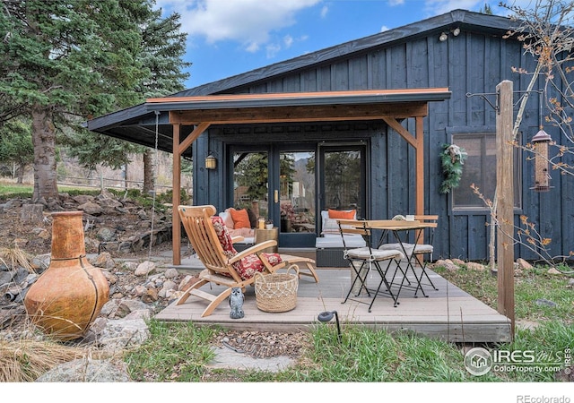 view of patio featuring a deck