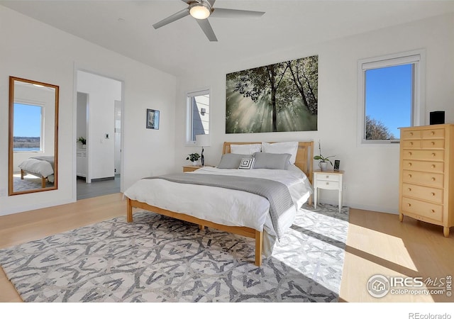 11251 Lookout Dr, Longmont, CO 80504 - bedroom with wood finished floors, multiple windows, and ceiling fan