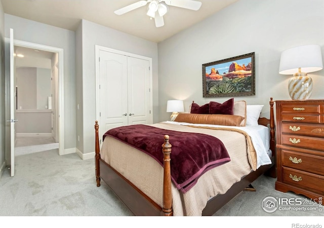 1992 Vineyard Dr, Windsor, CO 80550 - bedroom featuring carpet floors, a ceiling fan, baseboards, and a closet