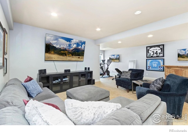 1992 Vineyard Dr, Windsor, CO 80550 - carpeted living area with baseboards and recessed lighting