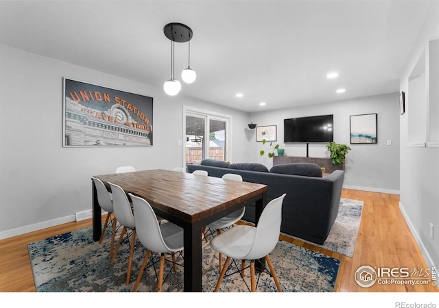 9261 Julian Way, Westminster, CO 80031 - dining space featuring recessed lighting, baseboards, and light wood-type flooring