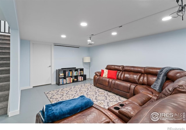 9261 Julian Way, Westminster, CO 80031 - living room featuring recessed lighting and stairway