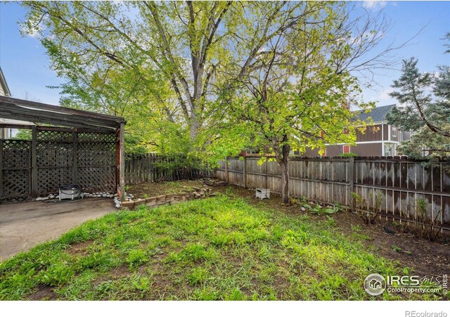 view of yard featuring a fenced backyard