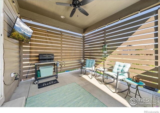 view of patio / terrace with a ceiling fan