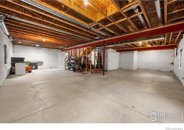 view of unfinished basement
