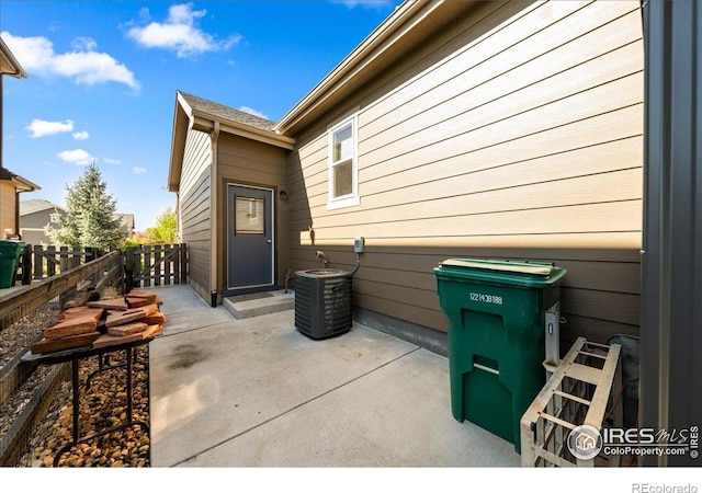 view of patio featuring central AC