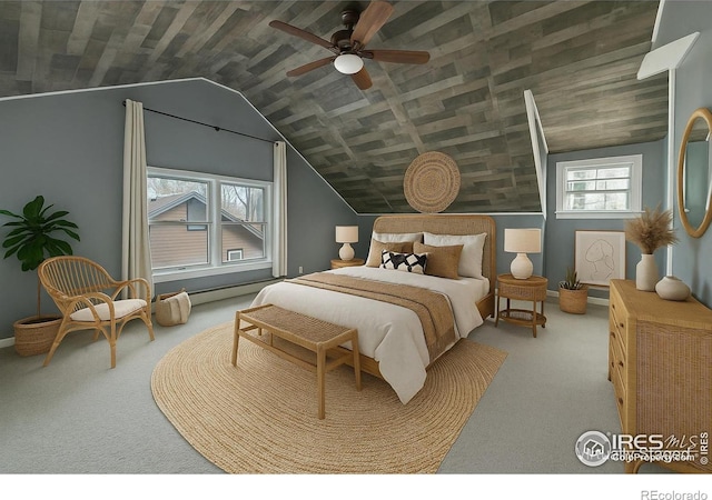 405 Maple St, Fort Morgan, CO 80701 - carpeted bedroom featuring lofted ceiling and baseboards